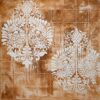 sablon, stencil interior, indian damask, efect decorativ, vopsea decorativa interior, textura, alb, efect rugina, model patratele
